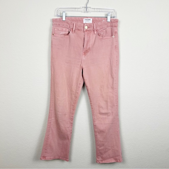 Frame Size 30 Le Crop Mini Boot Cut Crop Jeans Peony Pink - Picture 1 of 11